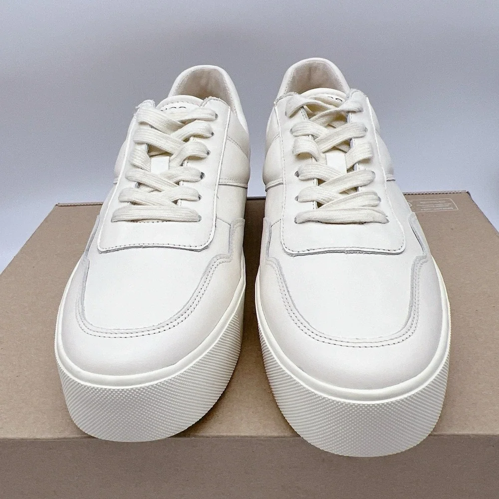Vince Warren Court Women's Platform Sneakers Shoes White Leather Lace Up US 9